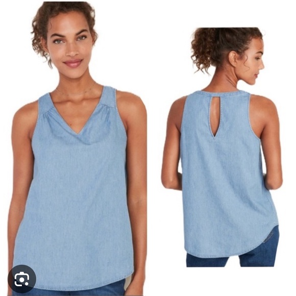 Old Navy Chambray V-Neck Tank Top - Picture 1 of 7